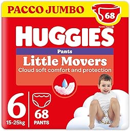 Huggies Little Movers Nappy Panties, Size 6 (15-25 kg), Pack of 68 Nappies