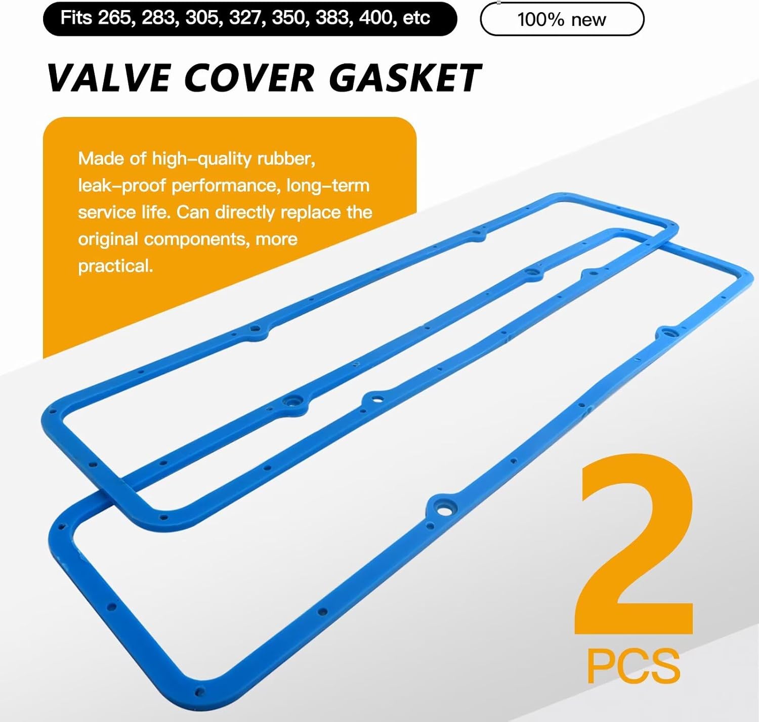 Professional Valve Cover Gasket 3/16"-thick Heads/Valve Covers for SBC Small Block Chevrolet 265, 283, 305, 327, 350, 383, 400