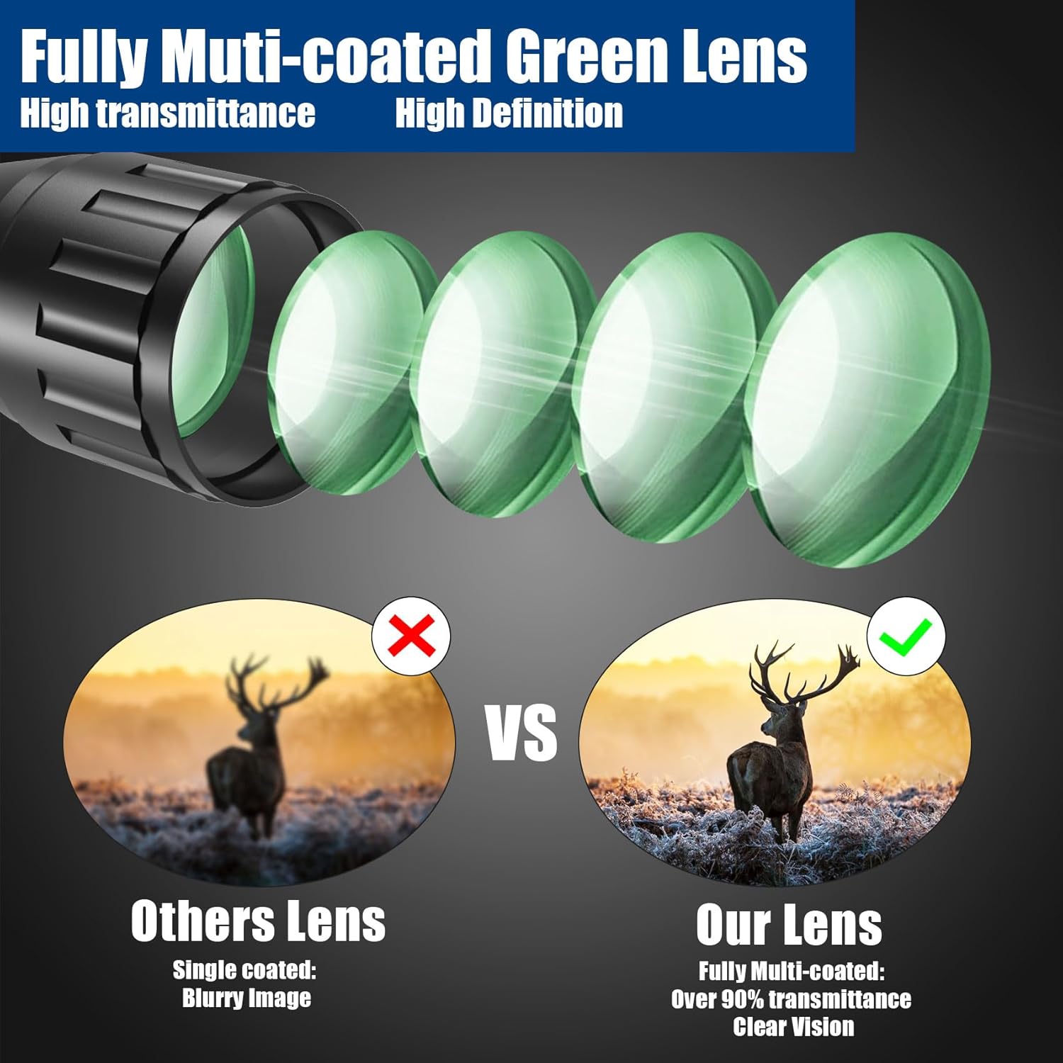 UUQ 6-24x50 AO Rifle Scope Includes Blue/Green Lens with 20mm/11mm Mount-for Hunting,Shotguns,and High-Powered,Long-Range Shooting with Rimfire,and Air Guns.Includes Illuminated Red/Green Reticle