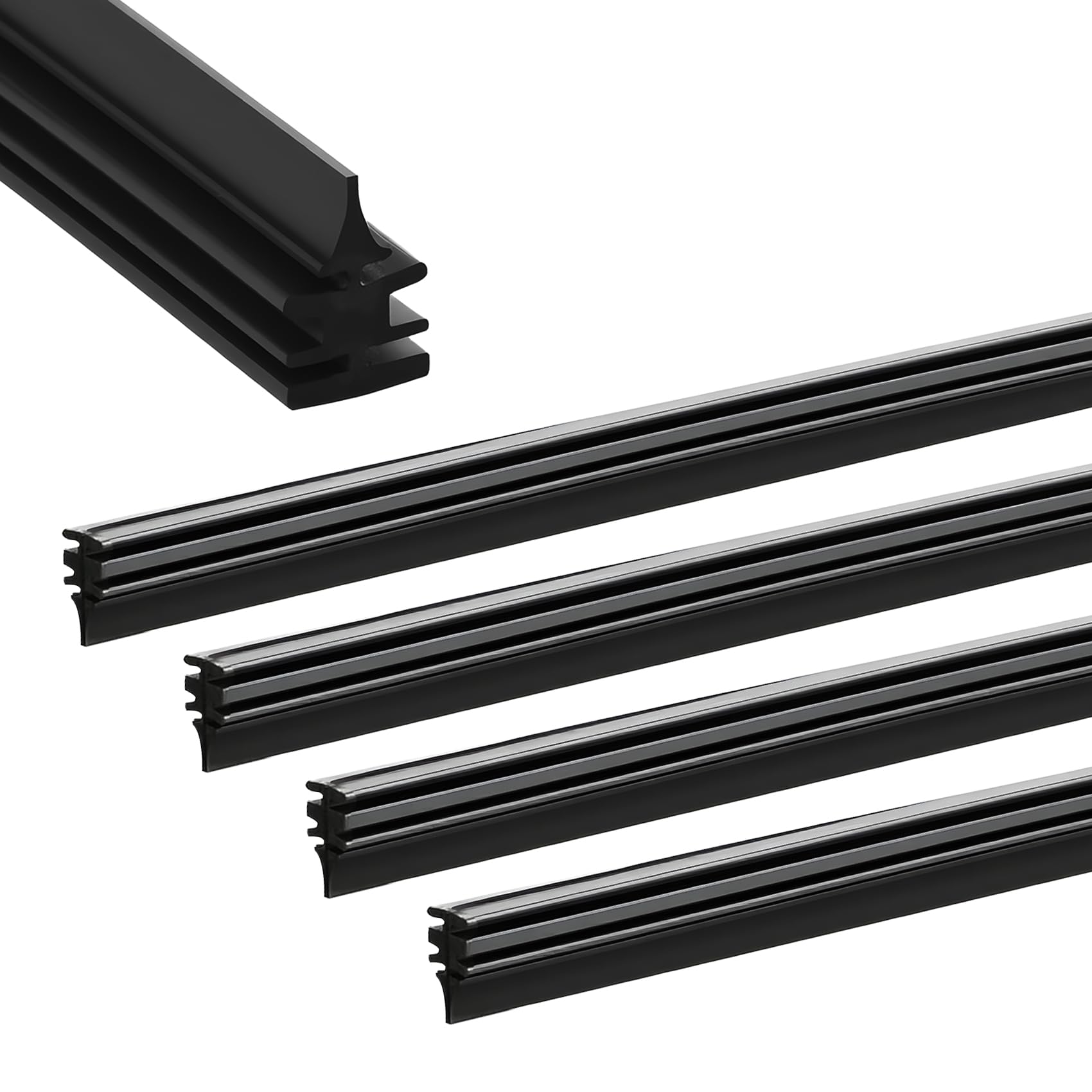 Rebvugr 4PCS Wiper Blade Refill, Wiper Blade Inserts, 26" Rubber Adjustable Boneless Insert Auto Wipers Strip, Universal Car Accessories DIY Vehicle