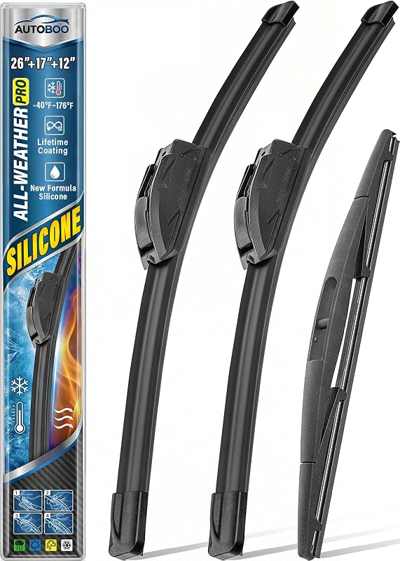 Palhetas de limpador de para-brisa de silicone AUTOBOO para Honda CRV 2017–2022 – Kit com 3 unidades