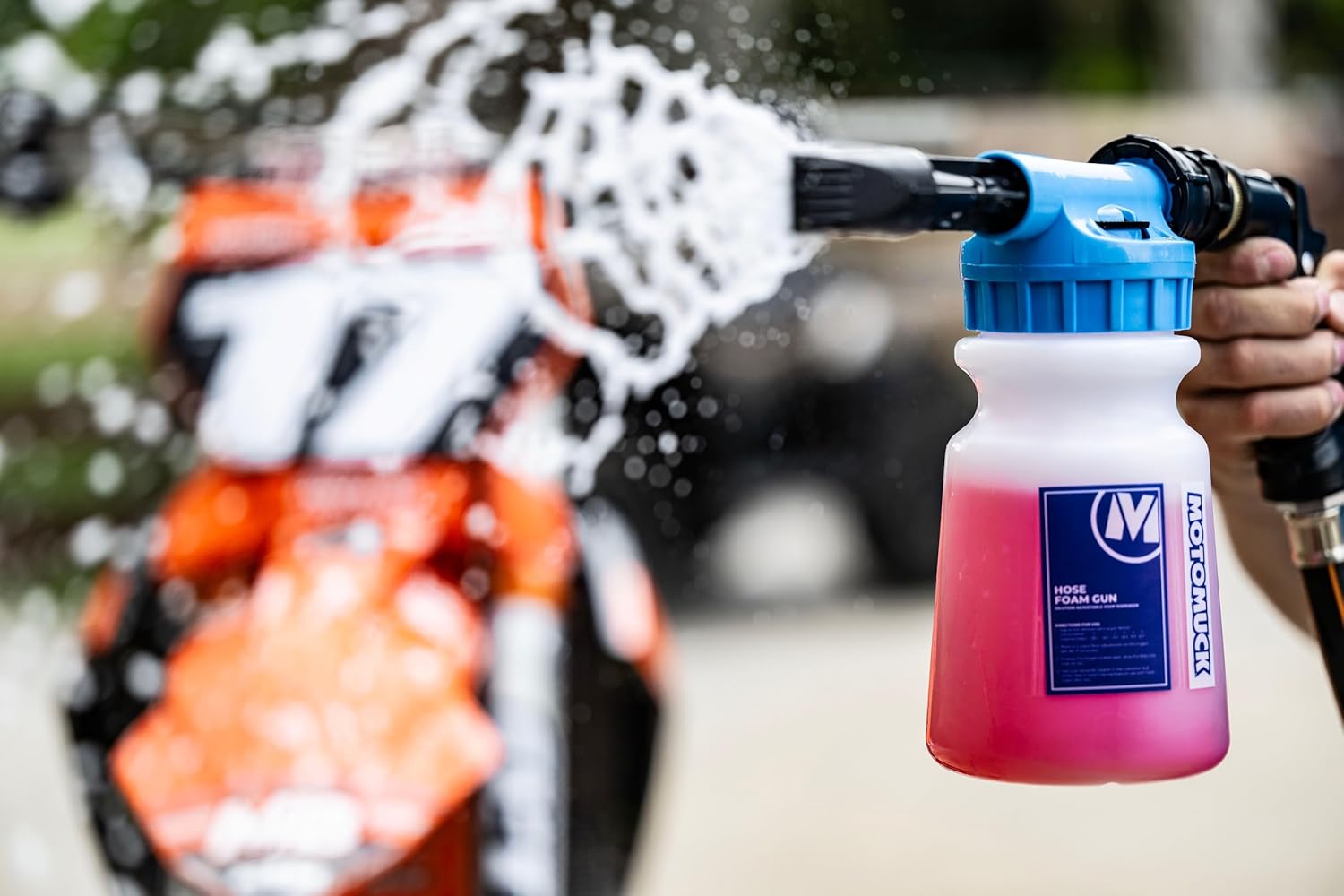 3 Piece Essentials Kit - Hose Conected Foam Gun/Foam Blaster - Motomuck 1 Gal PH Neutral Cleaner with Nano Coating tech foam gun soap refill - 32oz PH Neutral Nano trigger spray cleaner