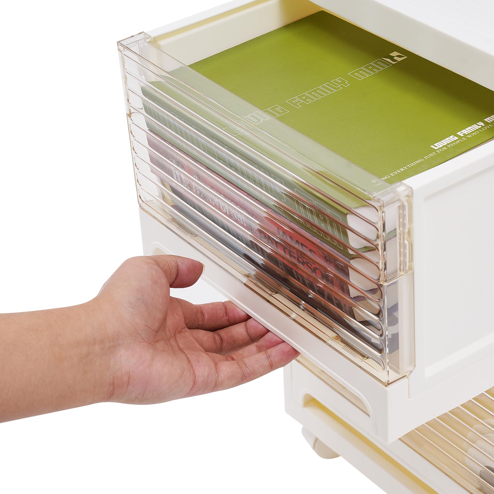 Carrello portaoggetti multifunzione con cassetti semitrasparenti, carrello da ufficio, per camera da letto, cucina, sala da pranzo, bagno, soggiorno, lavanderia, ufficio (36 x 49 x 75 cm)