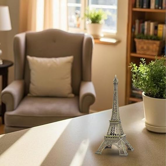 City-Souvenirs 12 Inch (30cm) Metal Eiffel Tower Statue Figurine Replica Centerpiece Room Table Decor Jewelry Stand Holder French Souvenir (Includes Eiffel Tower Key Ring)
