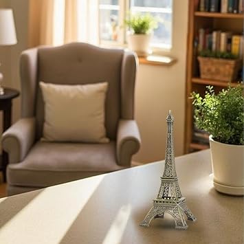 City-Souvenirs 12 Inch (30cm) Metal Eiffel Tower Statue Figurine Replica Centerpiece Room Table Decor Jewelry Stand Holder French Souvenir (Includes Eiffel Tower Key Ring)