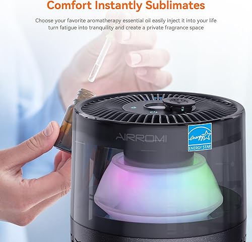 Miniatura 5 de AIRROMI Purificador de aire para mascotas para el hogar y el dormitorio, filtro de carbón activado HEPA, elimina la caspa y el olor de las mascotas,