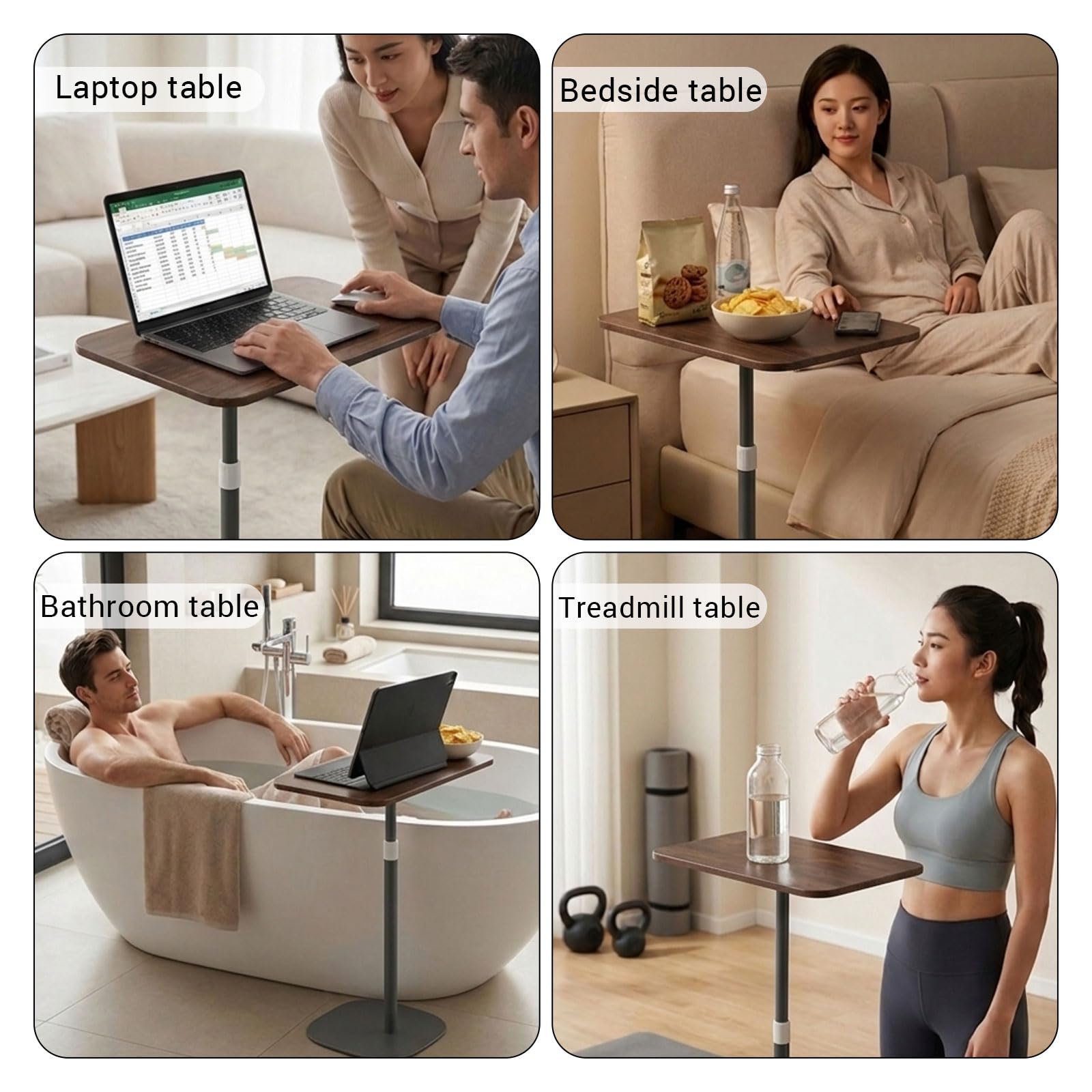 Stehpult Höhenverstellbar Schreibtisch Mobiler Stehtisch mit 46–120cm Laptop Ständer Verstellbarer Beistelltisch für Studienarbeiten, beweglicher Computertisch für Büros/Bett und Sofa (Schwarz)