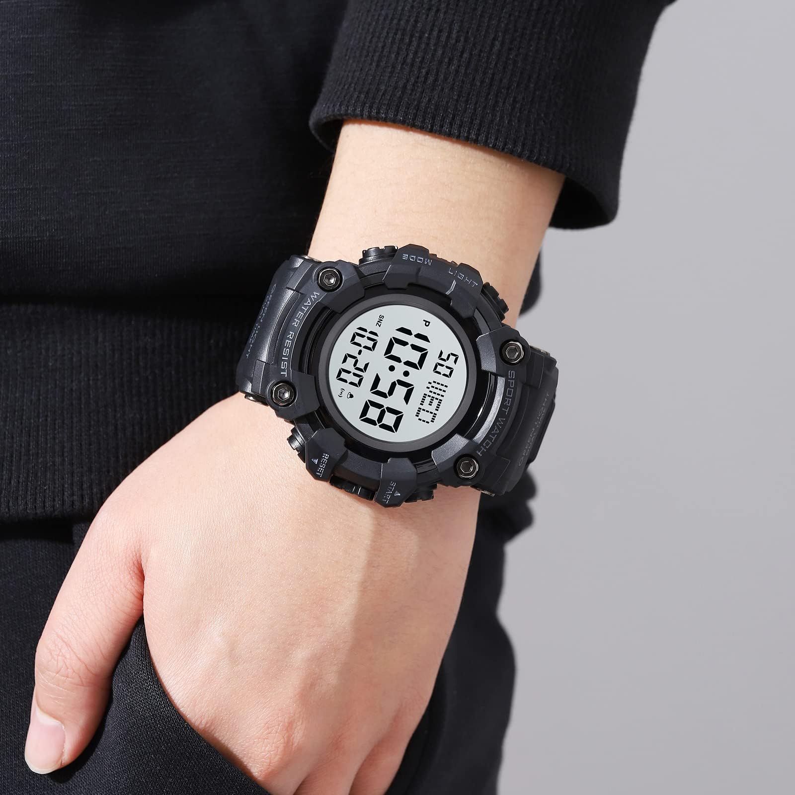 XCZAP Reloj deportivo negro para hombre, cronógrafo de cara grande, reloj de pulsera militar con manecillas luminosas, correa de silicona casual impermeable para uso diario y exterior, regalo para
