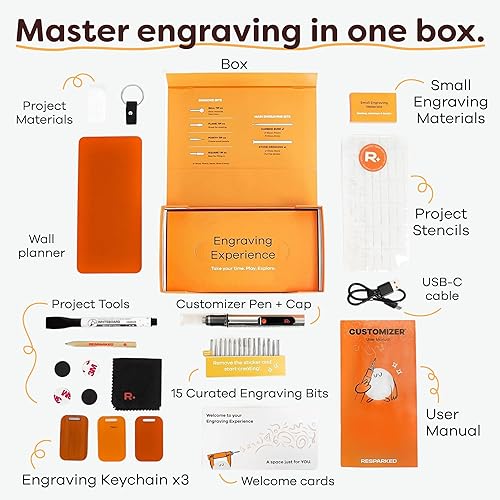 Miniatura 3 de Customizer™ Special Edition Engraving Kit – DIY Starter Set with Engraving Pen, Bits & Materials – Create Personalized Keychains, Magnets & Metal