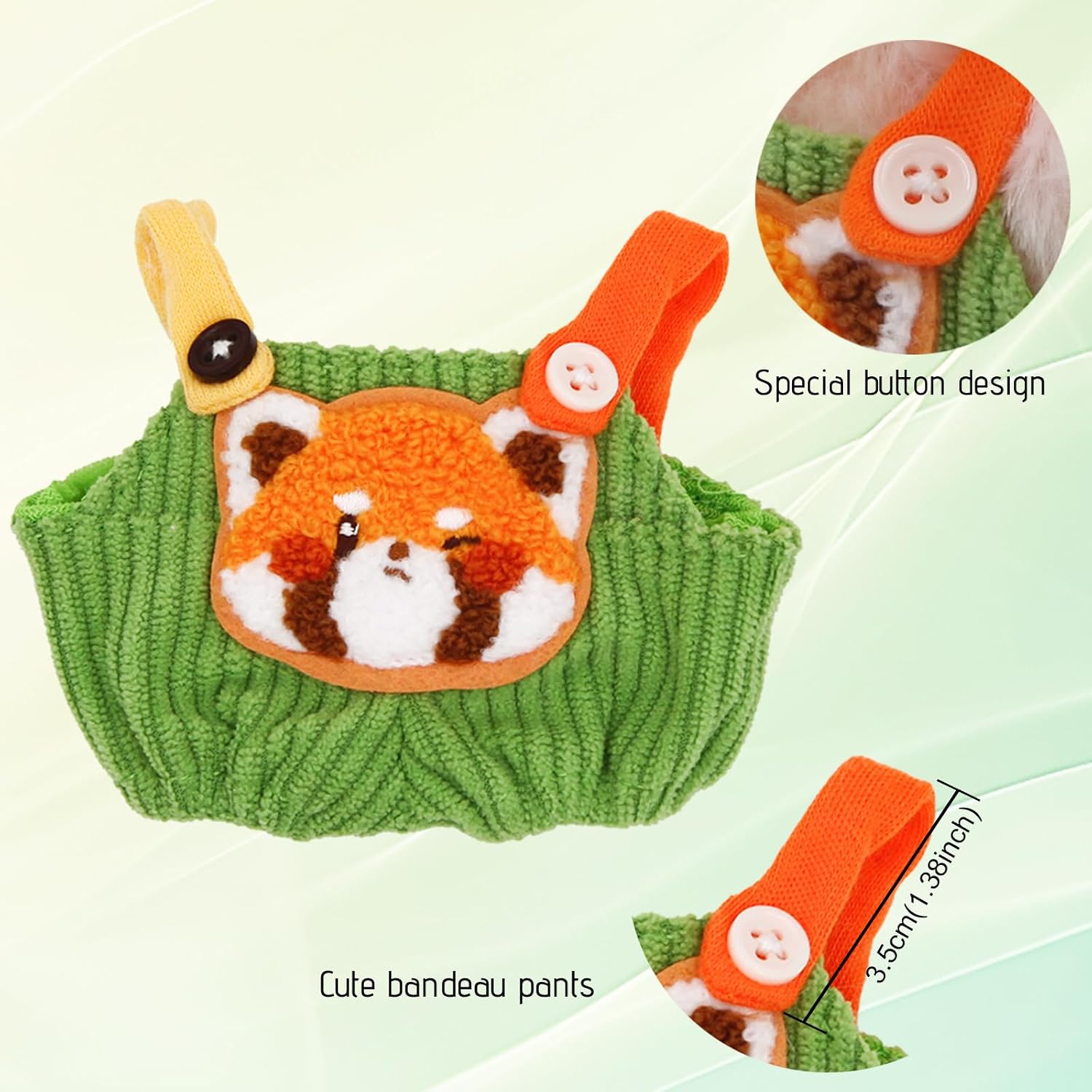 ZTWEDEN Doll Clothes Outfit for 17cm Dolls with Hat, Overalls & Water Bottle - Stylish, Easy Dress, Gift Giving​ for Collectors, Bag Accessories Pendant Doll Clothes (Green) image 5