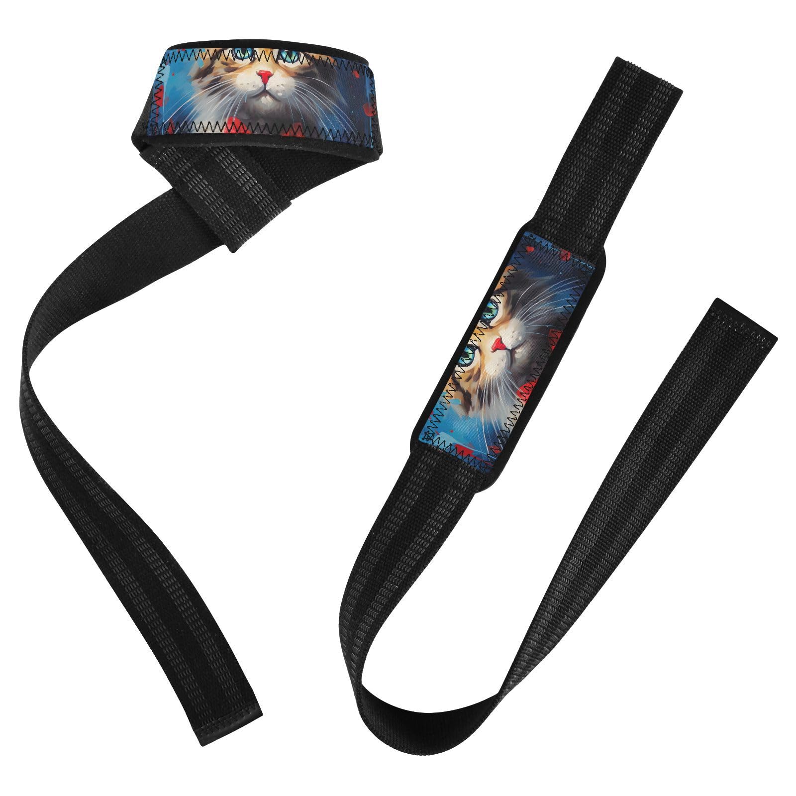 Nander A Cute Cat Wearing A Red Bow Tie Wrist Straps for Weightlifting,Lifting Straps with Neoprene Cushioned Wrist Padded and Anti-Skid Silicone for Strength Training,Bodybuilding,Deadlifting