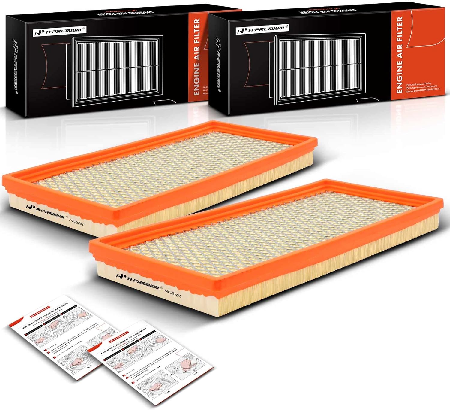 A-Premium 2-PC Engine Air Filter Compatible with Jeep TJ, Wrangler 1997 1998 1999 2000-2006, 2.4L 2.5L 4.0L
