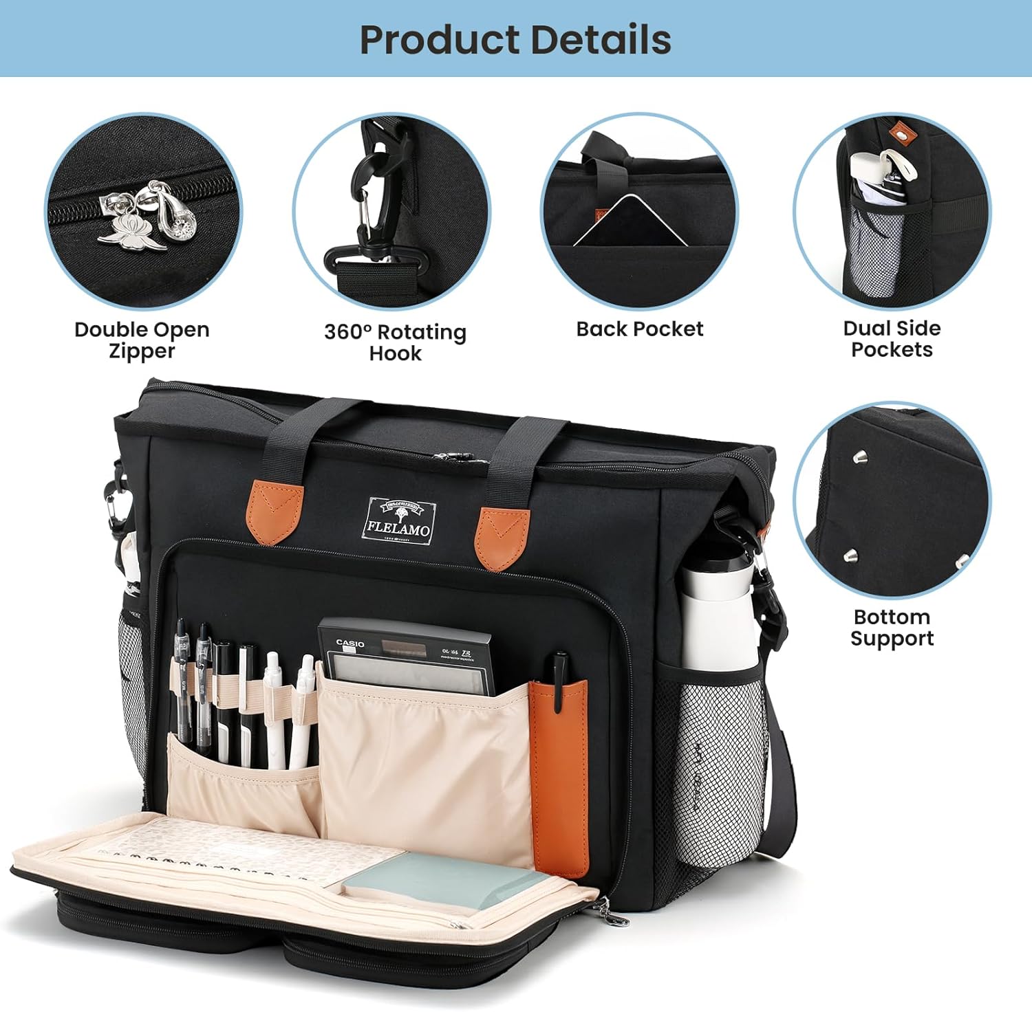 Teacher Tote Bag 15.6 Inch, Womens Computer bag, Nurse Bags for Work,Women Work Bags, Professional Laptop Tote Computer Shoulder Bags, Laptop Briefcase for Office, College, Nursing - Image 3