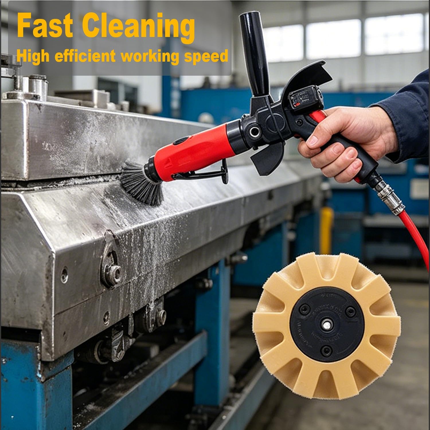 Pneumatic Air Remover Tool High Efficiency, Industrial Rust Paint Remover, Air Surface Cleaner for Removing Glue Rust Paint Decals Pinstripe, with Eraser and Wire Wheels Kit