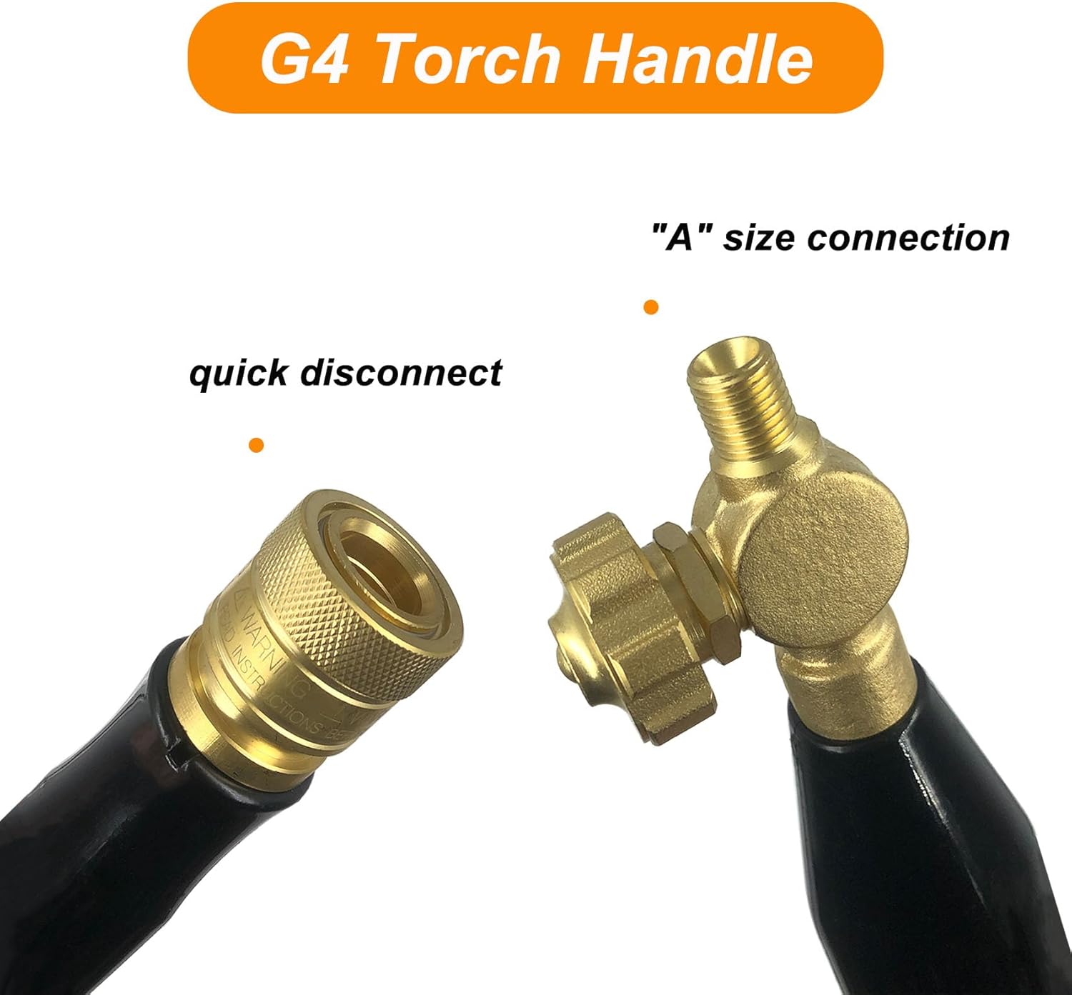 0386-0308 G4 Torch Handle with Valves for Turbo Torch kit, “A” Connections, Air Acetylene, Use with Torch Tips, Torch Hose, Acetylene Regulator, Acetylene Tank - Quick Disconnect Acetylene Handle