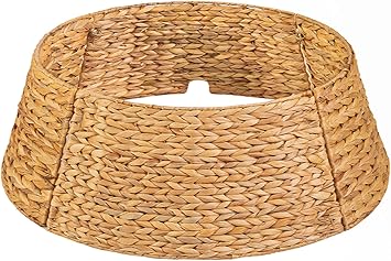 KOLWOVEN 42in Christmas Tree Collar, Christmas Tree Ring Adjustable Water Hyacinth Skirt, Christmas Tree Skirt for Decoration, Base Protection from Pets Water Hyacinth