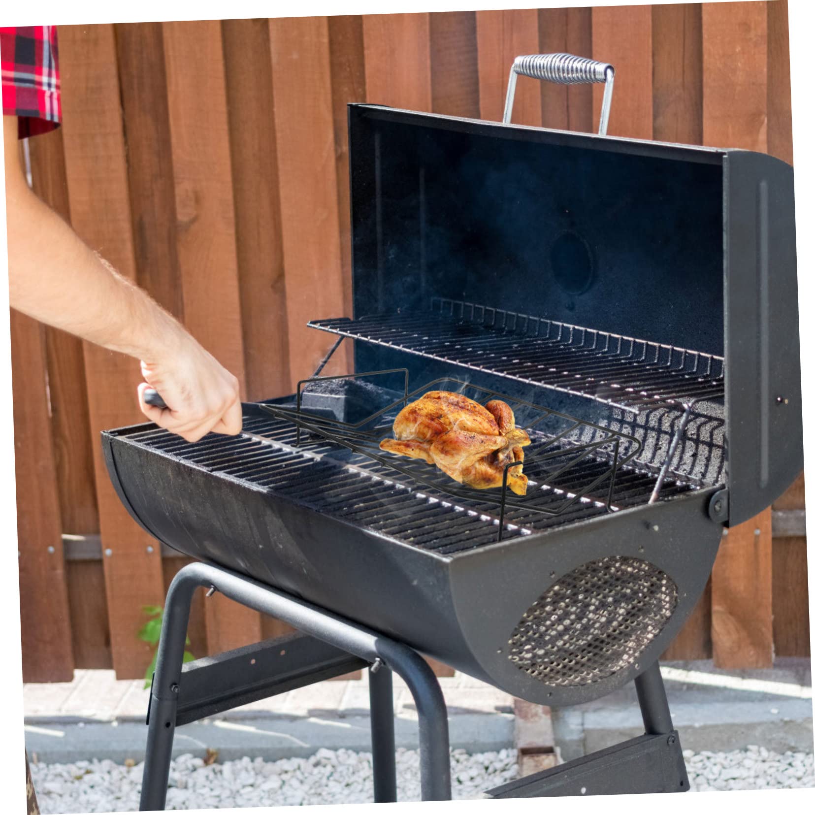 1pezzi Supporto per Grill in Acciaio al Carbonio per Barbecue Esterna Pratico Mensola per Barbecue
