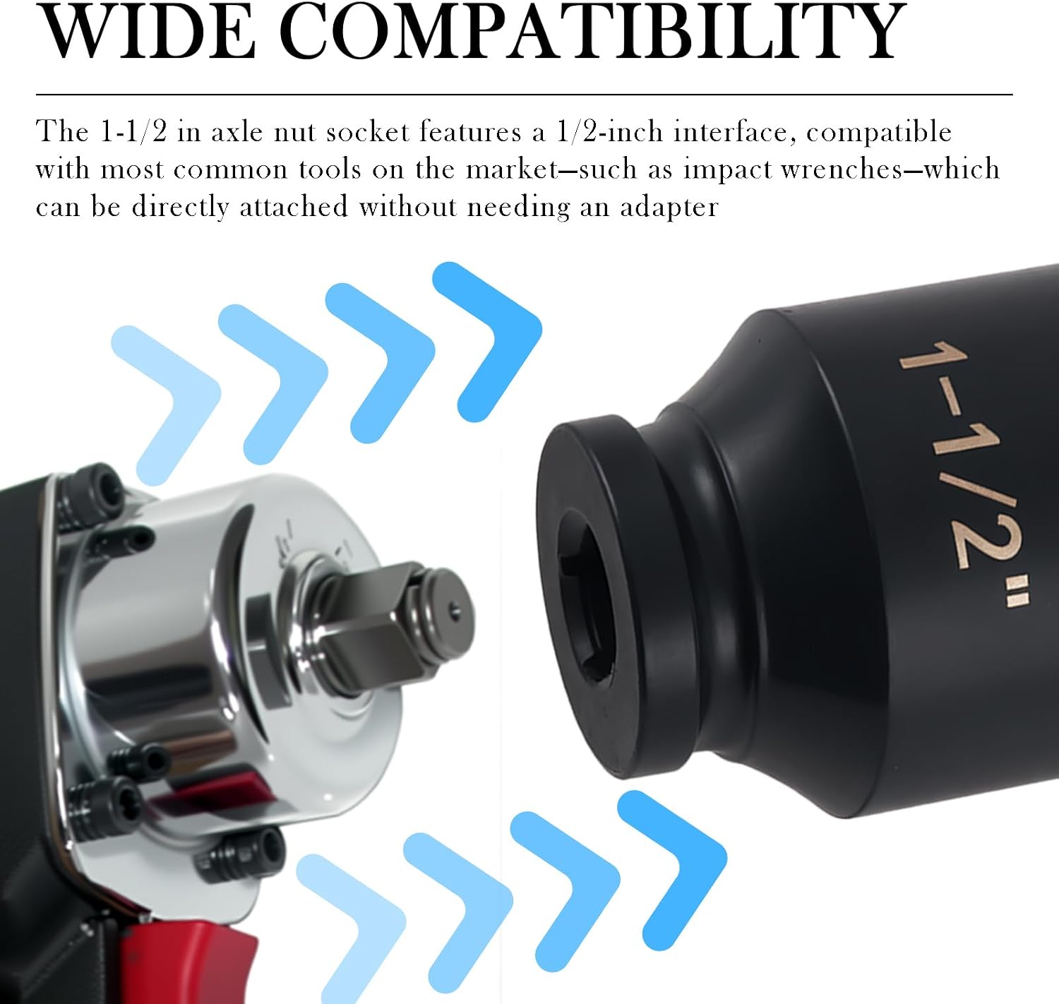 Upgraded Deep 1 1/2 Socket,Heavy Duty Axle Nut Socket with 1/2" Drive & 6-Point Hex Design,Anti-Rust 1 1/2 Sockets 1/2 Drive Car Repair Tools for Quick Removal of Axle Nuts