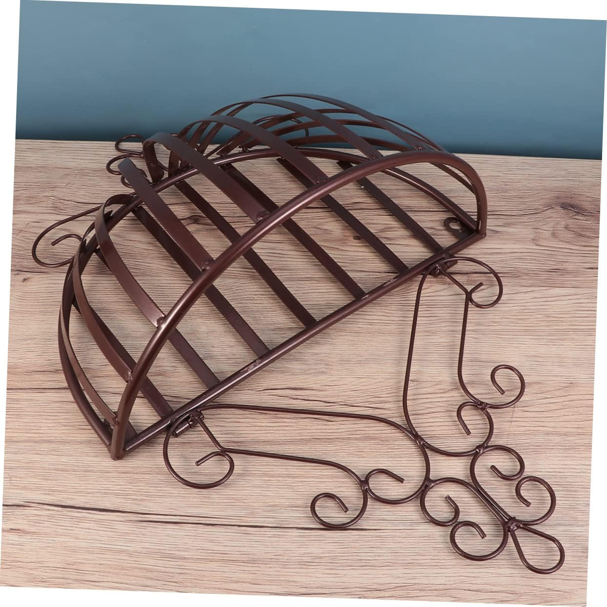 VOSAREA European Style Wall Mounted Flowerpot Rack Semicircular Iron Planter Holder for Plants Durable Bronze Finish Easy Installation for Indoor and Outdoor Decor