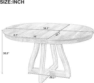 Merax Round Extendable Dining Table for 4-6, 42 to 58 with 16 Middle Leaf, Curved Legs, Rustic Farmhouse Table for Kitchen, Living Room, Apartment, Espresso