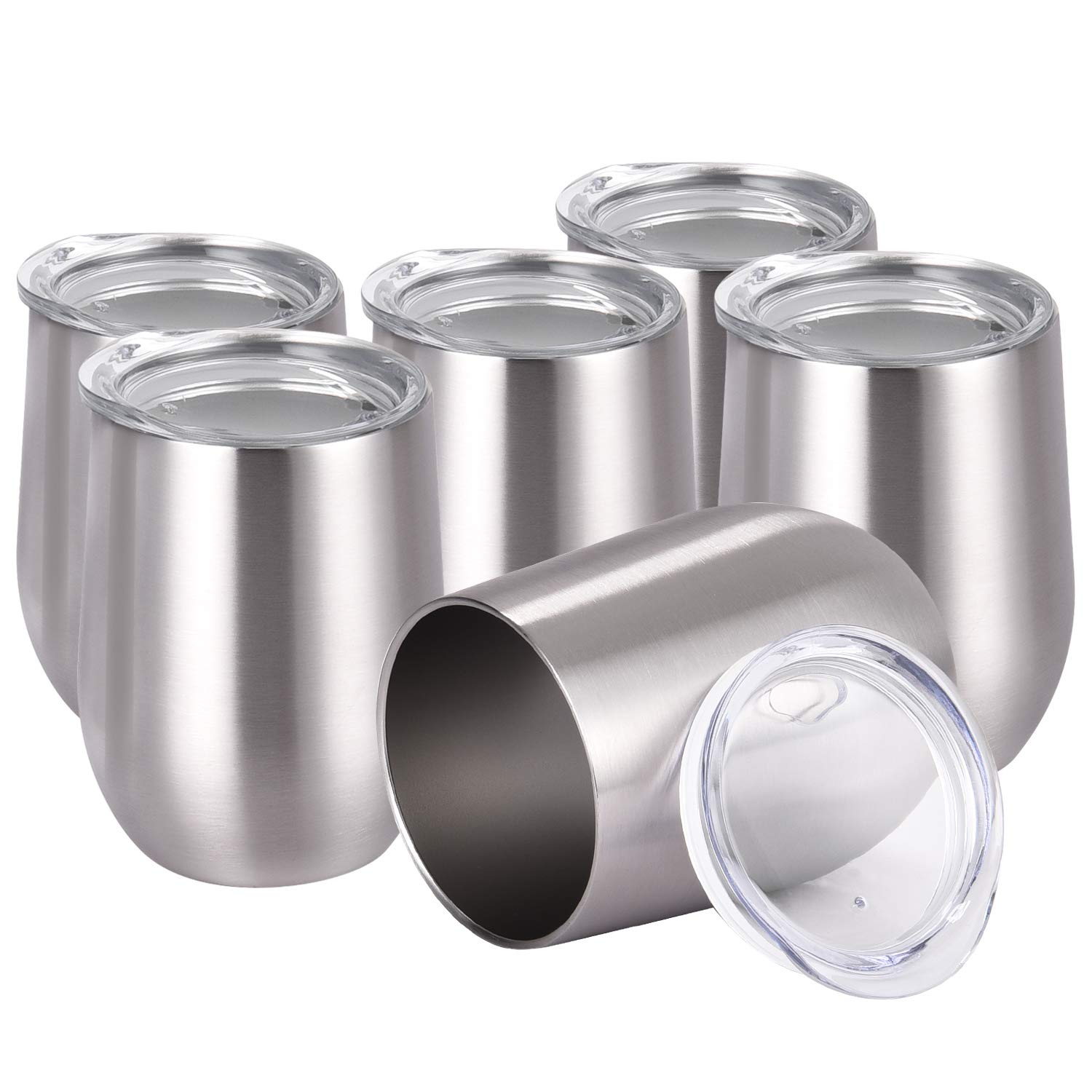 Livole Set Di 4 Bicchieri Da Vino In Acciaio Inox 304 | Infrangibili Con Coperchio E Cannuccia | Termici Per Viaggio E Picnic