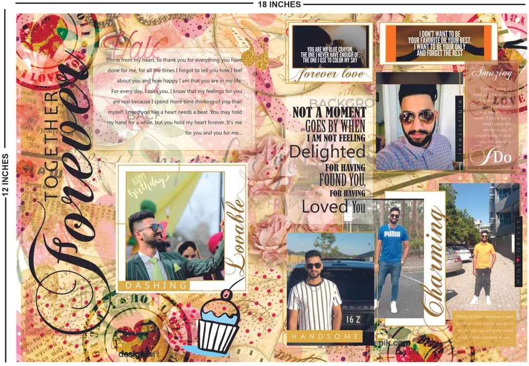Timeless Impression Customized Handmade Graphic Card for Gifting Purpose (9 x 12 Inches)