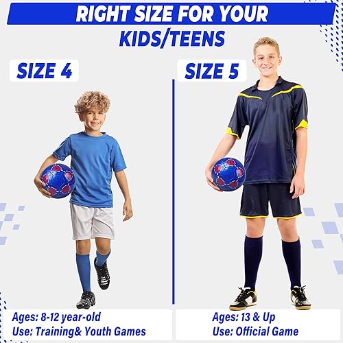 Miniatura 6 de Balones de fútbol tamaño 4, pelota de poliuretano termoplástico de cuero duradero para niños de 8 a 12 años, adolescentes, jóvenes, principiantes,