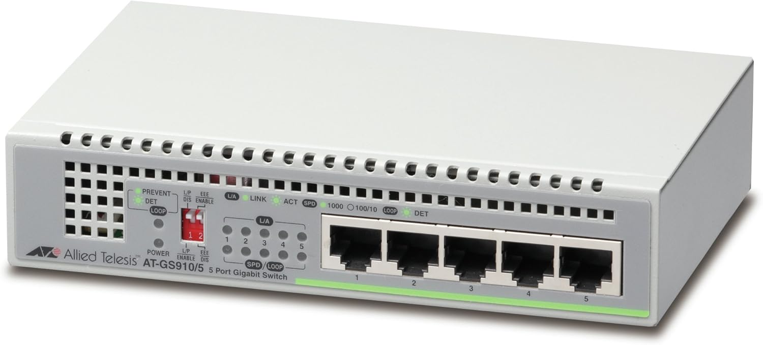 AT-GS910/5-10 Unmanaged Switch 5-port 10/100/1000T Internal PSU