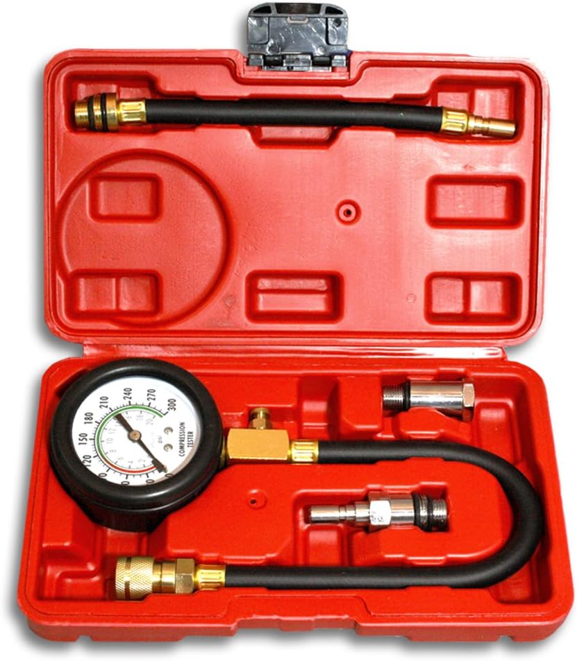 T1A 5 Piece Gas Cylinder Compression Tester - Diagnose Issues with Pistons, Rings or Valves, 0-300 psi Range, T1A-OT307
