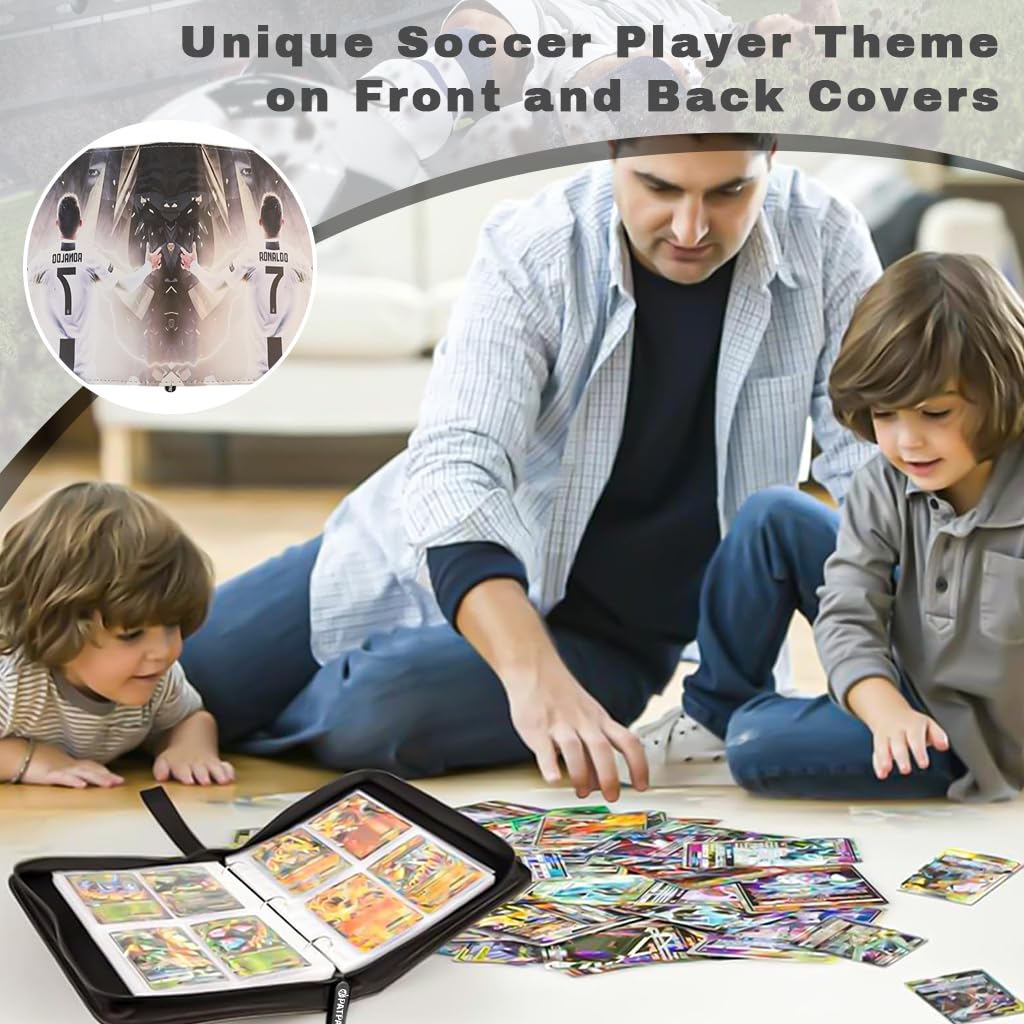 PATPAT Card Binder 400 Pockets PU Cover Zipper for Football Cards 3
