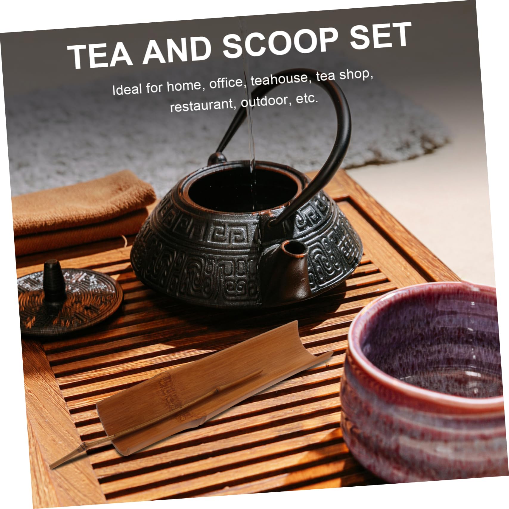 GRIRIW 2pcs Bamboo Tea Scoop Needle Set Gongfu Tea Utensil Ceremony Accessories Loose Strainer Spoon for Party