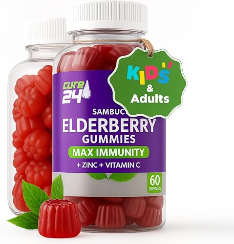 Miniatura 9 de Cure24 Sambucus - Gomitas naturales de saúco con zinc y vitamina C, para niños y adultos, triple apoyo inmunológico, fabricadas en Estados Unidos,