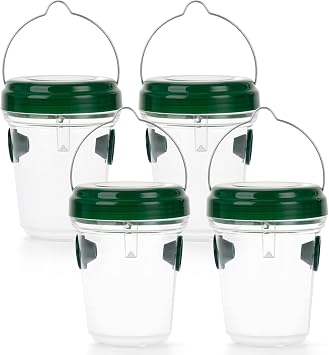 Wasp Traps Outdoor Hanging, Hornet Trap with Solar Power, Double Attraction, Suitable for Outdoor, Orchard, Garden