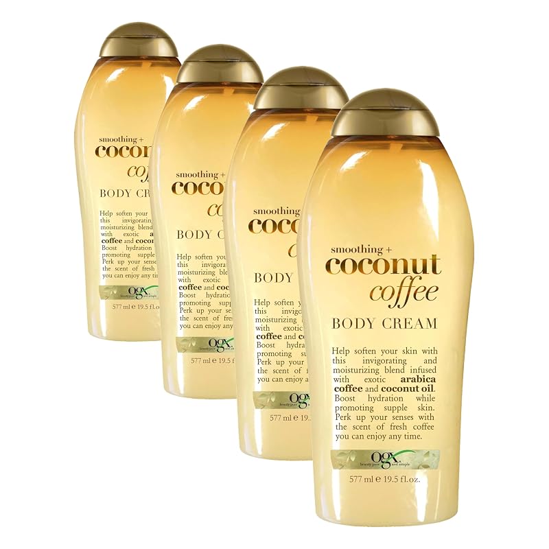 OGX Creme Corporal Smoothing + Coconut Coffee, 576 mL, Pacote com 4
