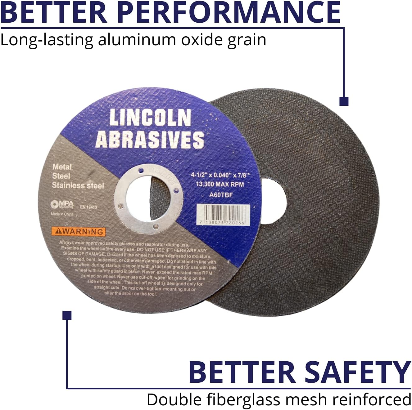 100 Pack 4.5" Cut-Off Wheels Lincoln Abrasives .040" Metal & Stainless Steel : Industrial & Scientific
