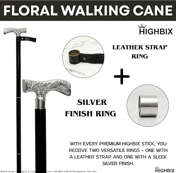 Vintage Wooden Walking Cane with Old Style Antique Brass Head Handle Foldable Style Walking Stick for Seniors & Adults Handmade Cane with Gift Bag (Flora Crutch)