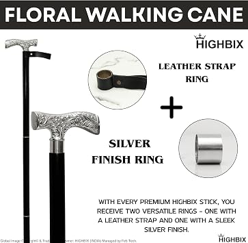Vintage Wooden Walking Cane with Old Style Antique Brass Head Handle Foldable Style Walking Stick for Seniors & Adults Handmade Cane with Gift Bag (Flora Crutch)