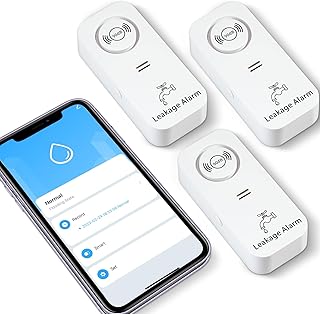WiFi Water Leak Detector ( 2.4 G WiFi ) for Home, 90 dB Water Sensor Alarm and App Alerts, Wireless Leakage Detector Alarm for Pipes, Bedroom, Kitchen, Bathroom, Basement（3P）