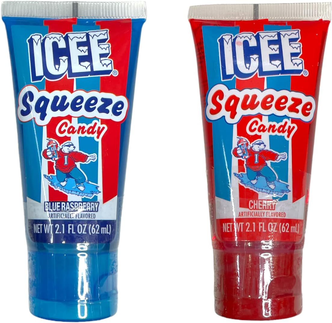 Koko's Icee Squeeze Candy Gel 2 Tubes 1 Blue Raspberry and 1 Cherry