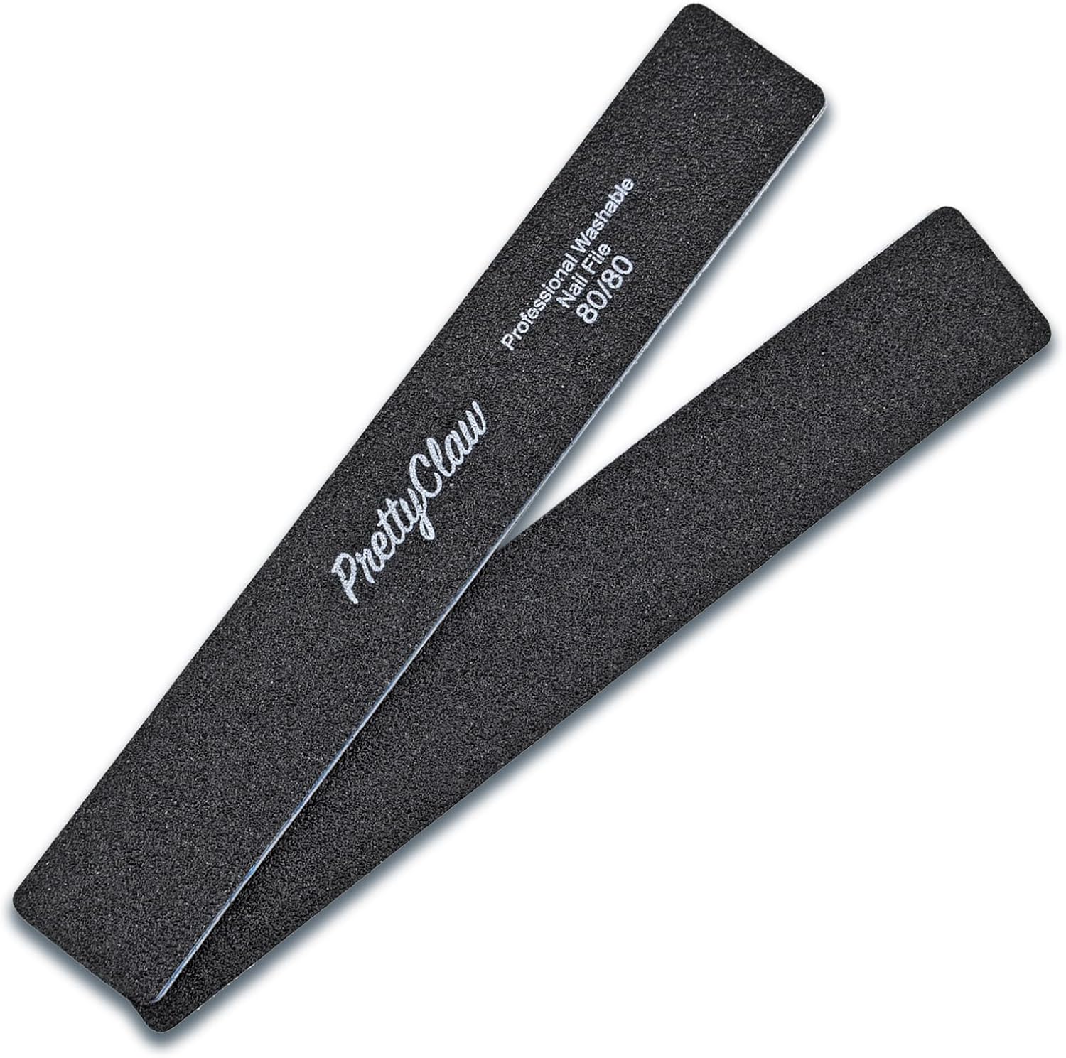PrettyClaw | 50pc Professional Nail File 80/80 Grit Black Rectangle Acrylic Nail Files Plastic Center Double Sided Emery Board for Nails Washable 7 inch Nail File