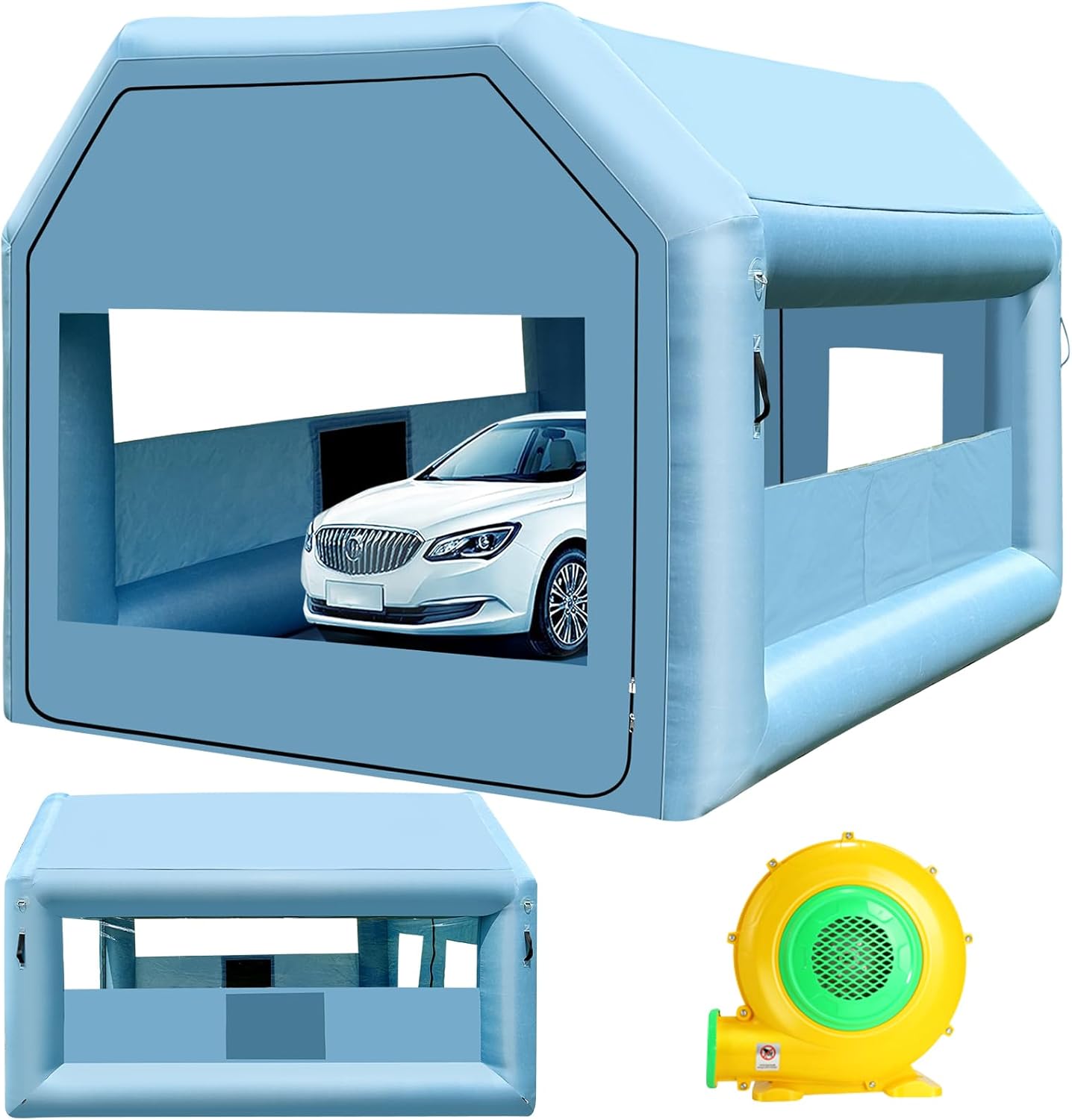 LVAOSTT Paint Booth 13x8.2x8.2FT Inflatable Paint Booth Portable Spray Booth Tent with Blower Air Filter System for DIY Spray Car Truck Motorcycle Garage Furniture Part Painting