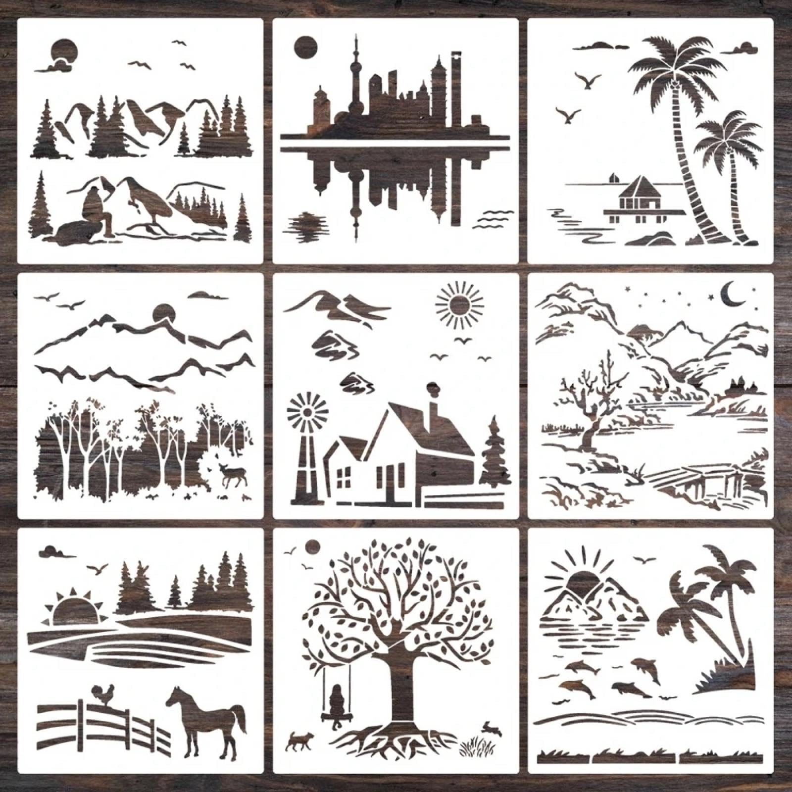 Plantillas para pintar paredes stencil manualidades y colorear 9 piezas de 20cm