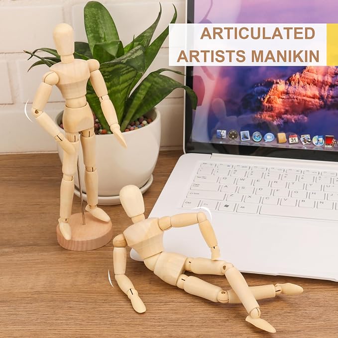 8 Muñecos de Madera Articulados 8 Pulgadas para Artistas miniatura 5