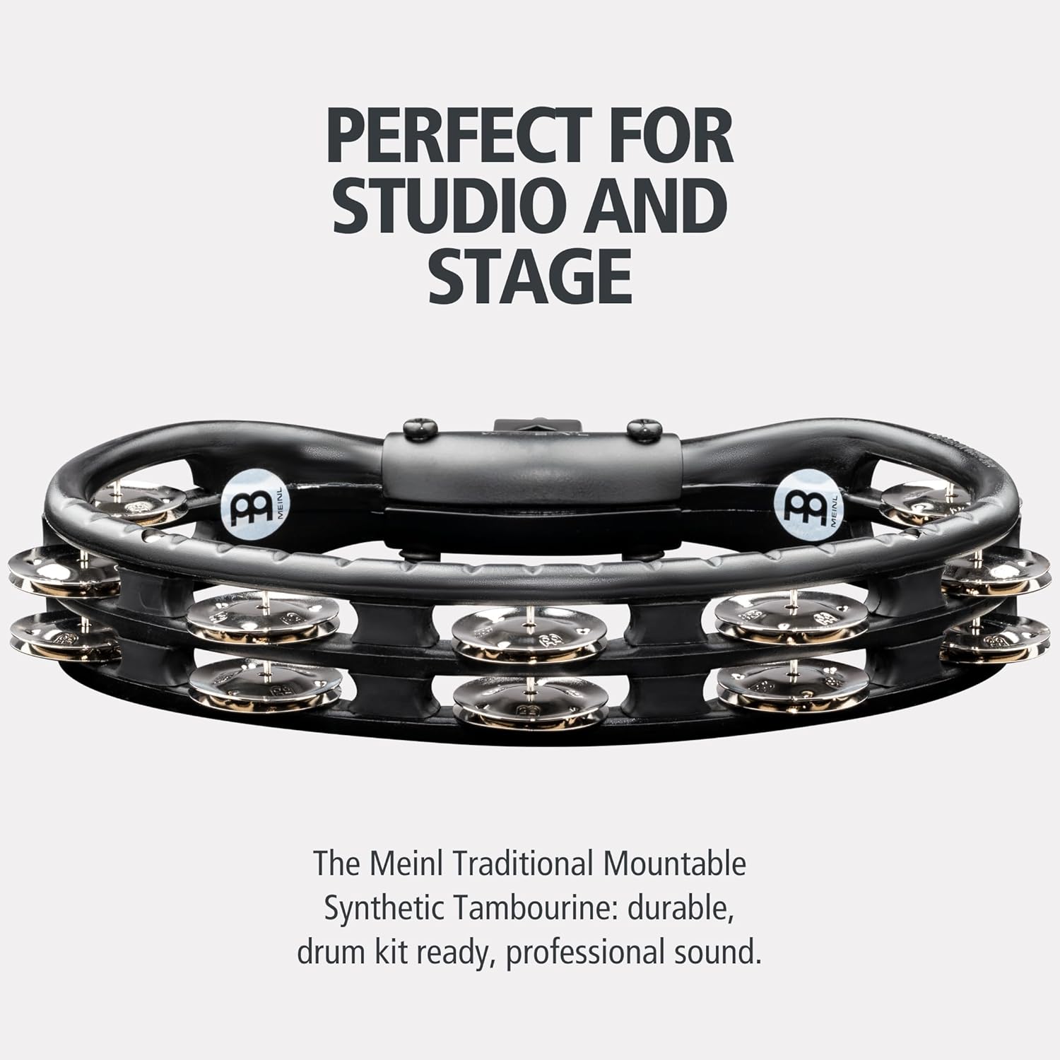 Meinl Percussion TMT2BK Mountable ABS Plastic Tambourine with Steel Jingles, Black
