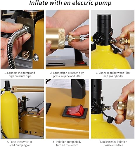 Miniatura 7 de DIDEEP Equipo de buceo, 3L 30-50 minutos de aviación cilindro de oxígeno de aluminio para buceador (negro)