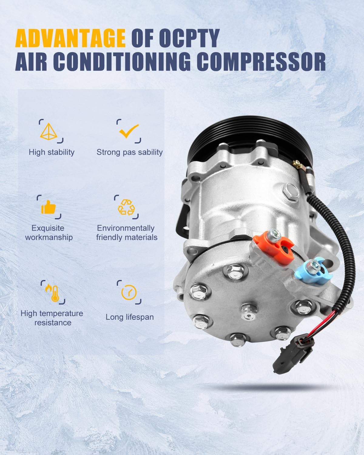 OCPTY AC Compressor for 2002-2005 for Jeep Liberty 3.7L 10000680 1436N 4335 4852 4853 55037466 55037466AE