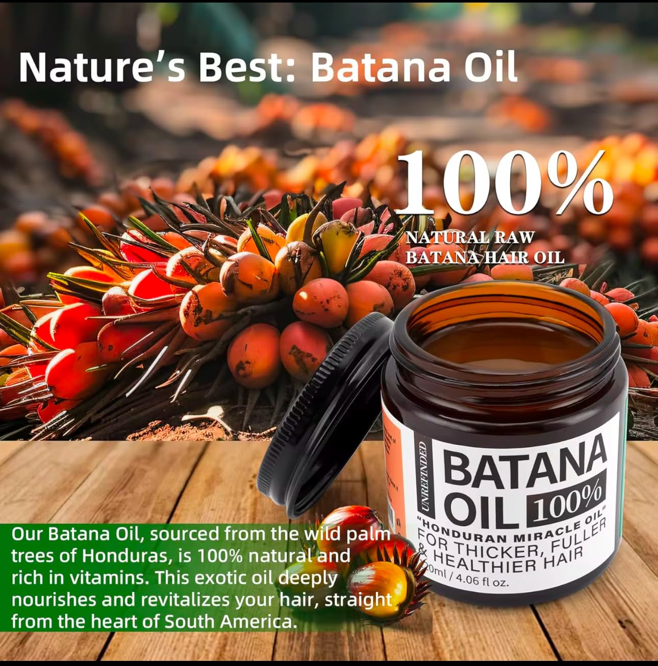 Batana Oil for Growth, Natural from Honduras, Mask, Miracle Loss, Repairs Damaged, Leaves moother, Adds Shine (4.15 oz)