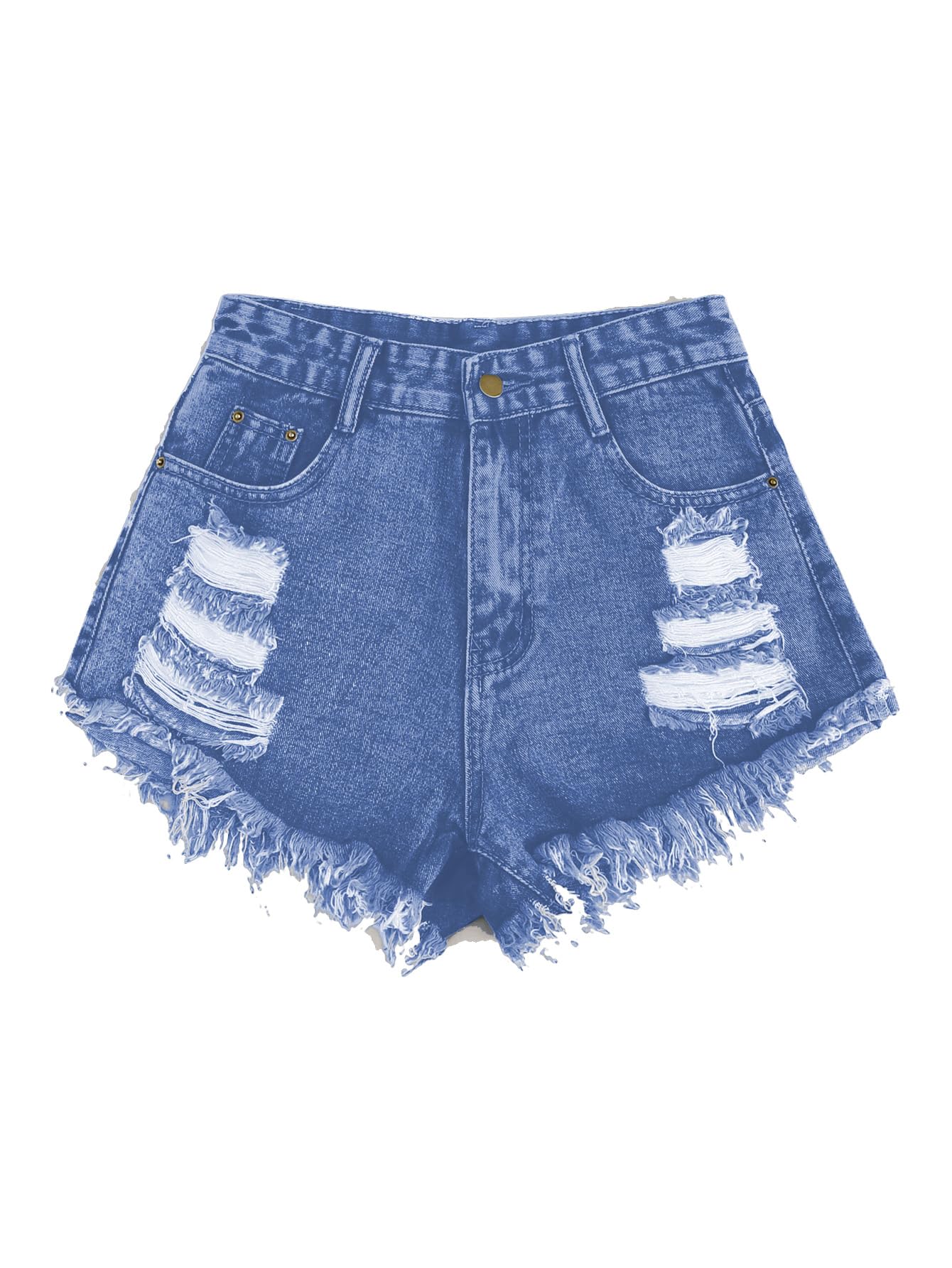 Women's & Girls Solid Raw Hem Ripped Denim Shorts