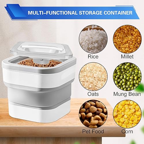 Miniatura 5 de Ninodemu Contenedor plegable de almacenamiento de alimentos para perros, contenedor hermético de almacenamiento de alimentos para mascotas de 15