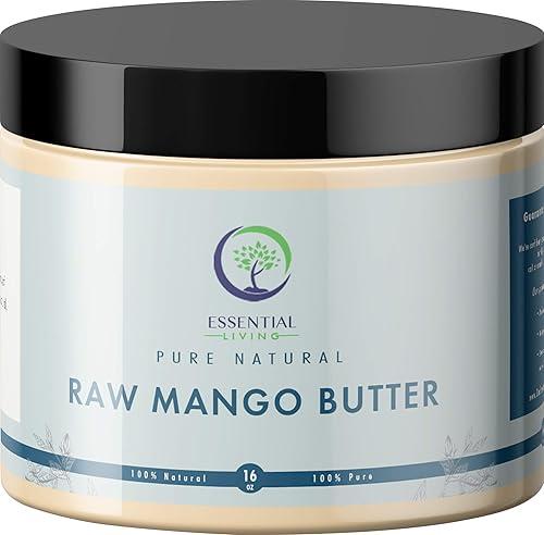 Essential Living Mantequilla de mango sin refinar  Para bálsamos labiales crudos y orgánicos, loción corporal, mantequilla corporal, exfoliante